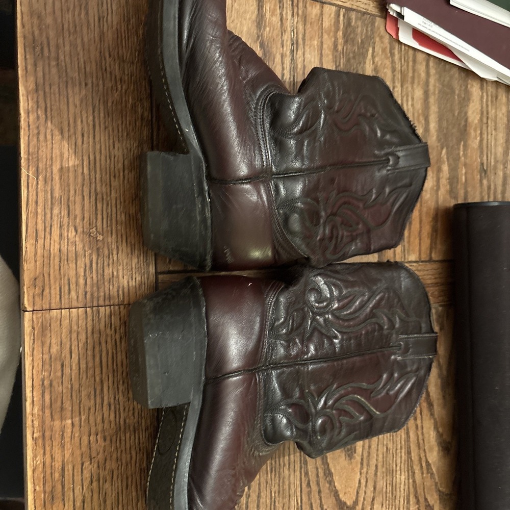 Dan Post Burgundy Leather Cowboy Boots Mens 8.5 Western Pointed Toe Mid-Calf